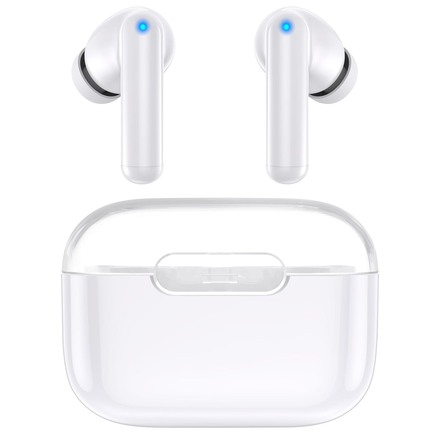 Auriculares inalámbricos, auriculares Bluetooth 5.3, sonido estéreo de alta fidelidad, auriculares internos impermeables con micrófono con cancelación de ruido para iPhone/Samsung/Android, entrenamiento deportivo, color blanco