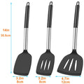 KLAQQED 3Pcs Spatula Silicone Spatula Turner Set Fish Spatulas Silicone Heat Resistant Spatulas for Nonstick Cookware Rubber Wok Spatula, Long Large Spatula Silicone Cooking Use Kitchen Utensils Set