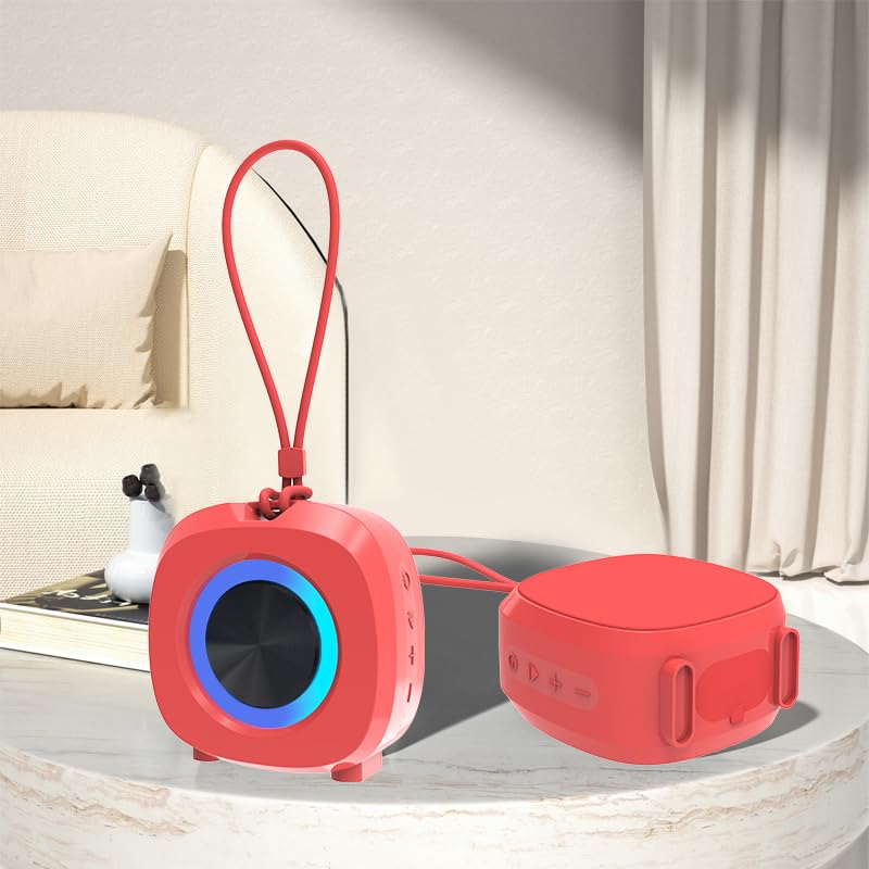 Haut-parleur Bluetooth TWS, son stéréo clair et fort, haut-parleur portable sans fil avec lumières, haut-parleurs étanches IPX5 BT5.3, petits haut-parleurs, longue durée de lecture pour la maison/fête/extérieur/plage, gadgets électroniques (rouge)