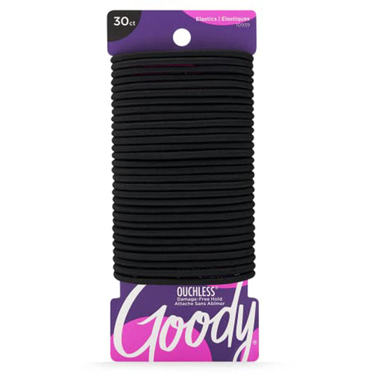 GOODY Womens Ouchless Braided Elastics, Black, 30 Count