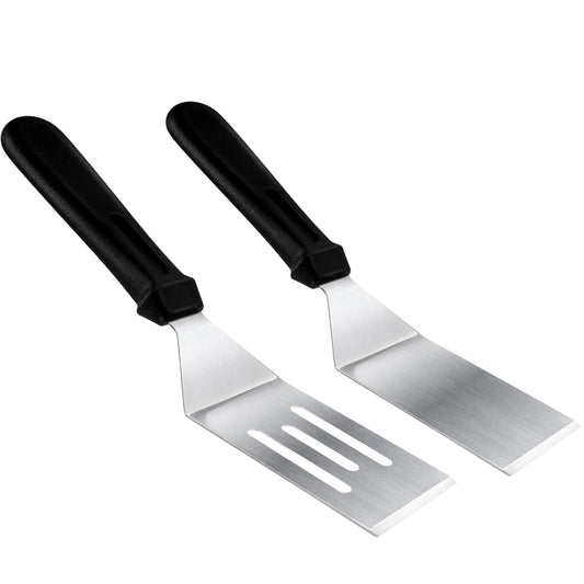 Metal Spatulas for kitchen Use, 2 Pieces Professional Serving Spatula with Heat Resistant Handle, 9.8 Inch Stainless Steel Spatula Ideal for Pancakes, Eggs, Griddle Scraper, BBQ or Desserts