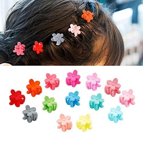 JANYUN 50 Pcs Colorful Mini Hair Claw Small Hair Clips Clamps Hair Accessories for Women Decorative Bun Tiny Hair Clips, Assorted Colors (Floral)