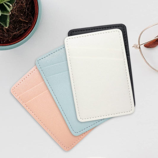 Card Holder for Phone Case, Phone Card Holder Leather, Dual Pocket Phone Wallet Stick On for iPhone, Android Cell Phone - White Blue