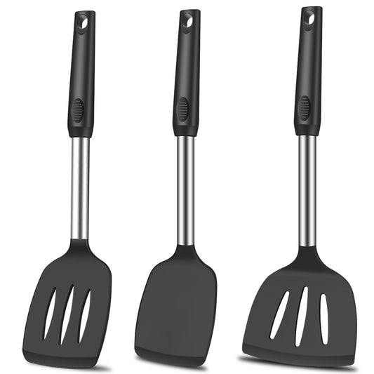 KLAQQED Spatula Set Silicone Spatula Heat Resistant Spatulas for Nonstick Cookware Rubber Spatula Turner Fish Wok Spatula, Large Nonstick Silicone Egg Spatula for kitchen use Cooking Utensils Set