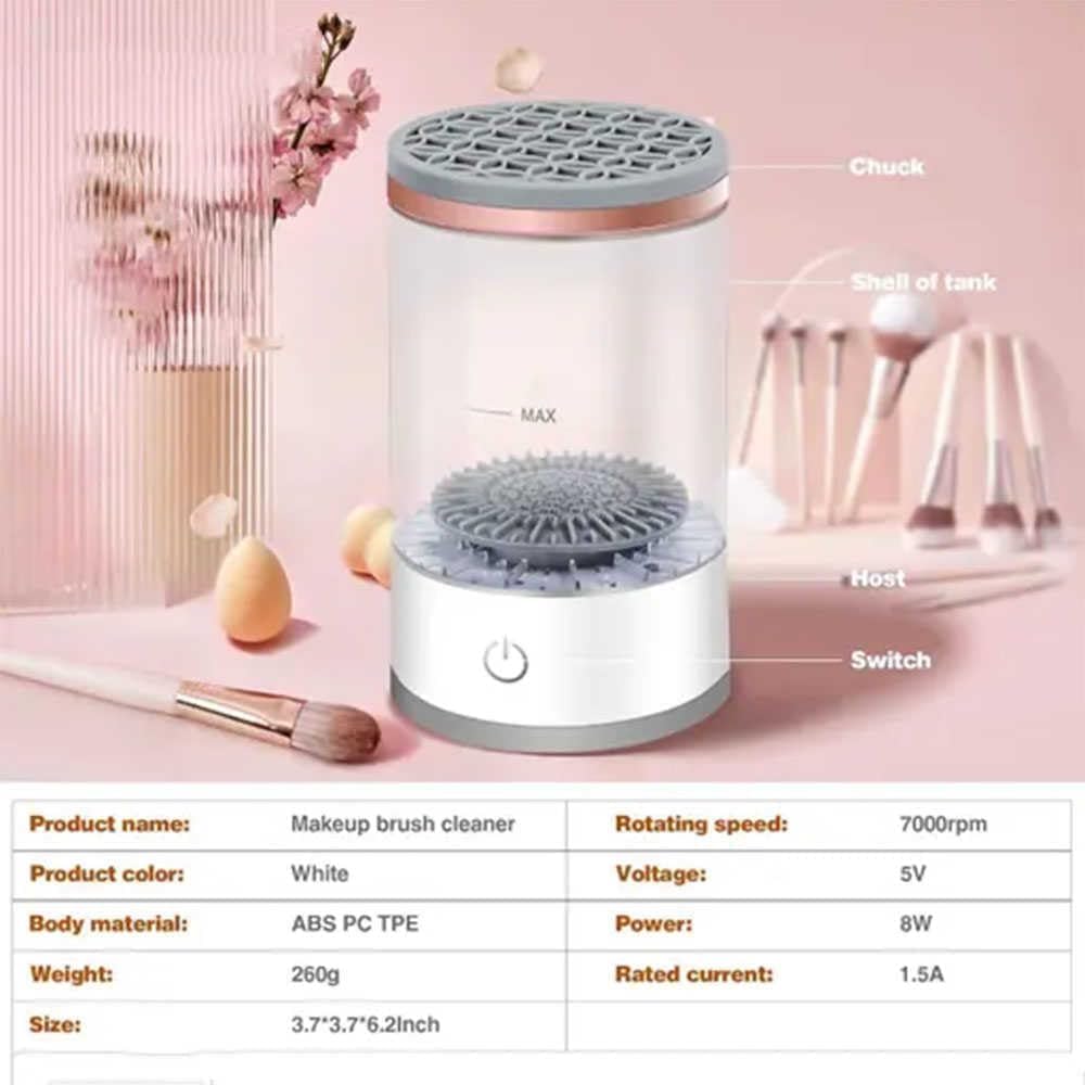 Beauty Swirl Cosmetic Brush Cleaner, 2025 Upgrade Makeup Brush Cleaner Machine, Electric Makeup Brush Cleaner - Automatic Spinning Cosmetic Tool for Deep Cleaning All Types of Brushes Set