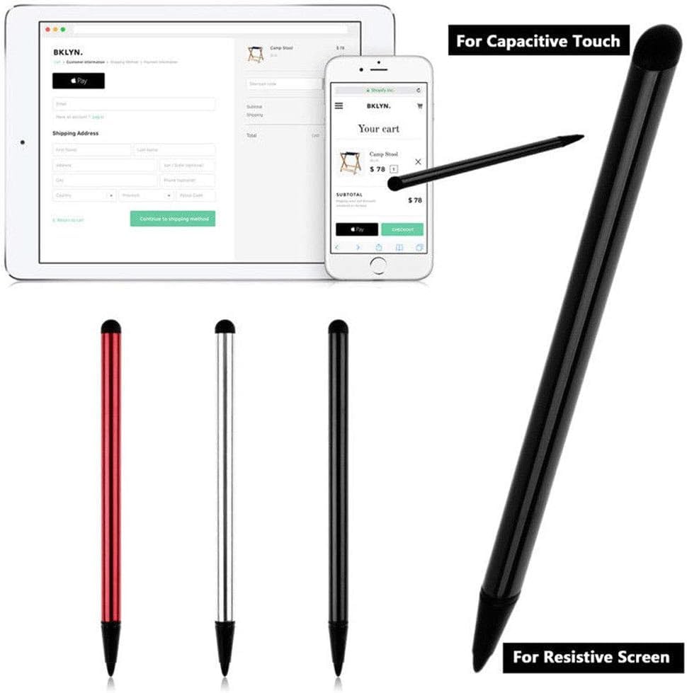 Lot de 2 stylets noirs pour écrans tactiles, stylet universel pour écran tactile, tous les appareils à écran tactile capacitif, stylet capacitif compatible pour iPad, Samsung Galaxy, smartphones à écran tactile