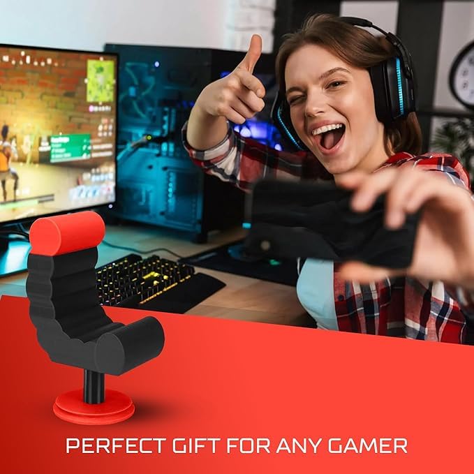 VELENTI Gamer Chair Phone Stand - Phone Holder for Smartphones, Kindles Up to 19 cm Tall - Fun Gaming Accessories for Gamers - Useful Gamer Gadgets - Lovely Birthday Gift for Gamers