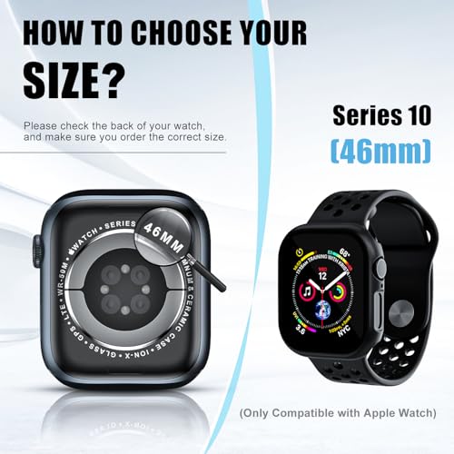 Foamia 2 Pack Case for Apple Watch Screen Protector, Hard PC Case with Tempered Glass Protective Cover Guard Bumper, Slim Apple Watch Cover for iWatch Series 10 - Black/Black 46mm