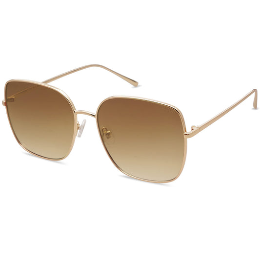 SOJOS Trendy Oversized Square Metal Frame Sunglasses for Women Men Retro Big Flat Lens UV Protection Sunglasses SJ1146, Gold Frame/Brown Grading Lens