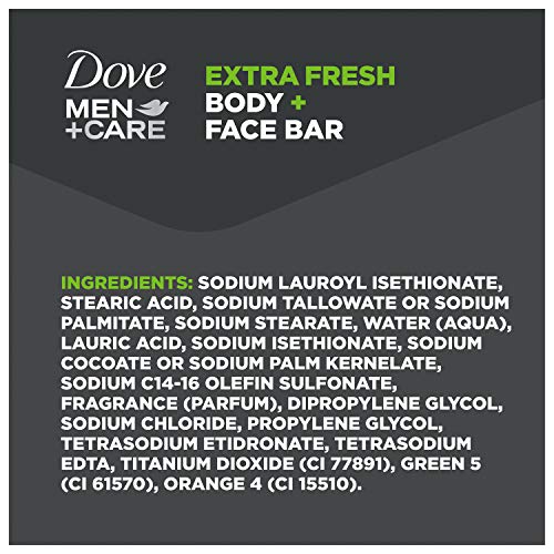 DOVE MEN + CARE 3 in 1 Bar Cleanser for Body, Face, and Shaving Extra Fresh Body and Facial Cleanser More Moisturizing Than Bar Soap to Clean and Hydrate Skin 3.75 Ounce (Pack of 8)