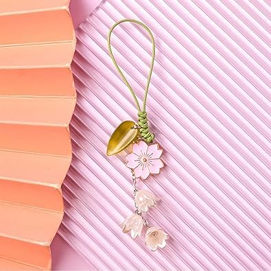 Cell Phone Strap Flower Phone Charm, Cute Keychain Lanyard String Charm, Car Key Hanging Pendants Decor, Tulip Keychain String Ornament for Purse Backpack Wallet, Car Keychain, Cell Phone Charms(Pink)