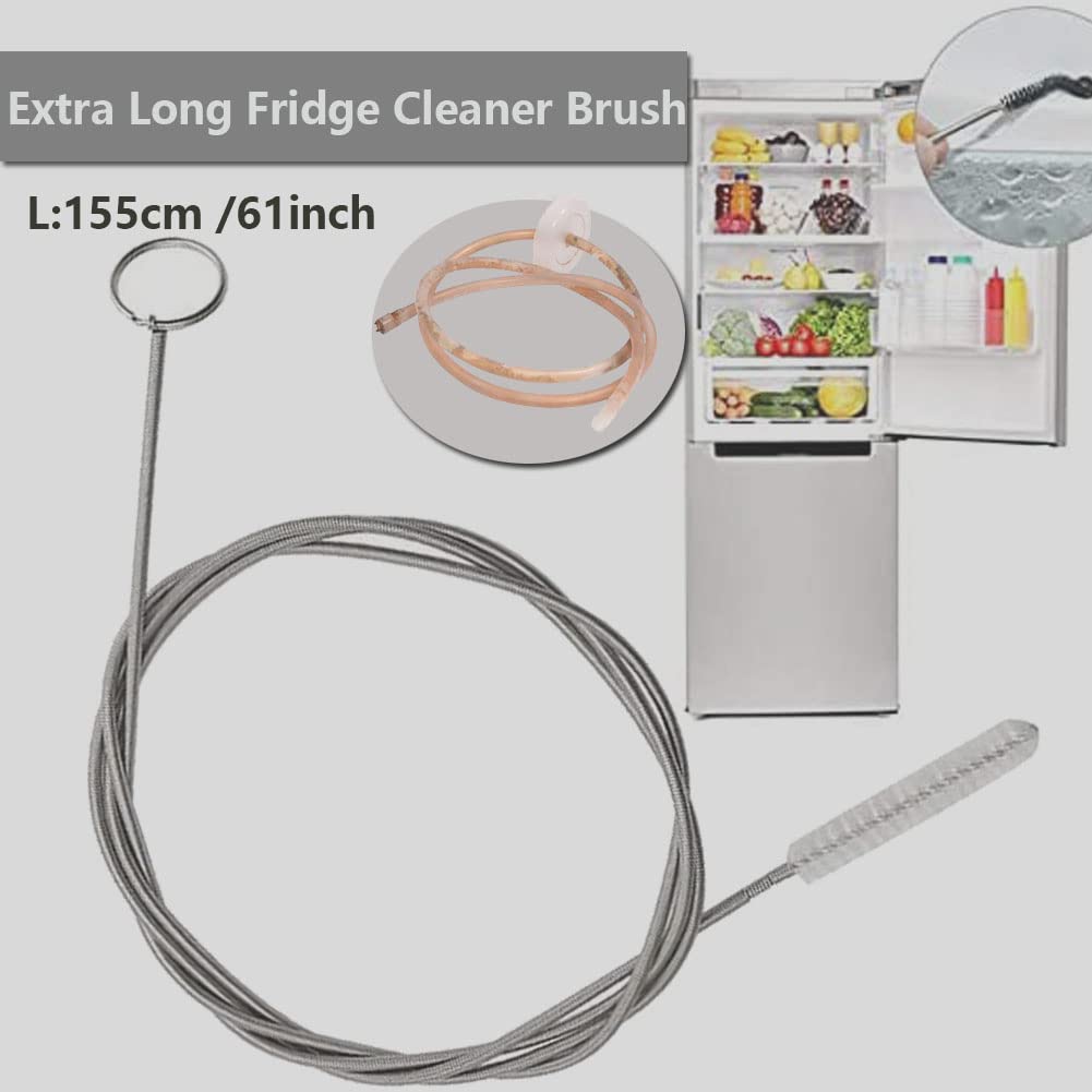 BYTRON Extra Long Pipe Tube Cleaner Fridge Drain Pipe Dredging Tool Flexible Drain Brush Skinny Tube Spiral Cleaning Brush Drinking Straw Cleaner Brush Nylon Spring Brush 155CM 3pcs