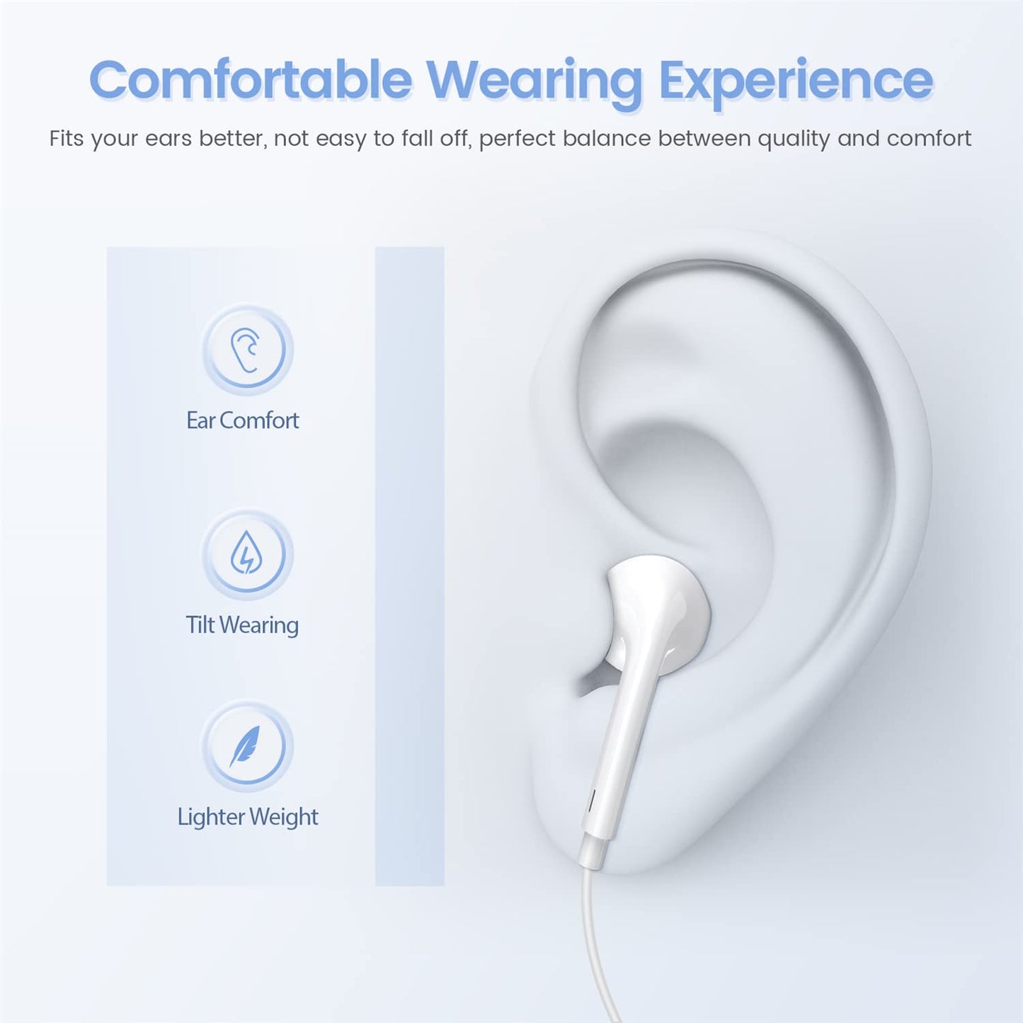 2 Pack-Earbuds for iPhone Headphones Wired with Earphones [MFi Certified](Built-in Microphone & Volume Control) Noise Isolating Headsets Support for iPhone 14/13/12/11/XR/XS/X/8/7/SE/Pro/Pro Max