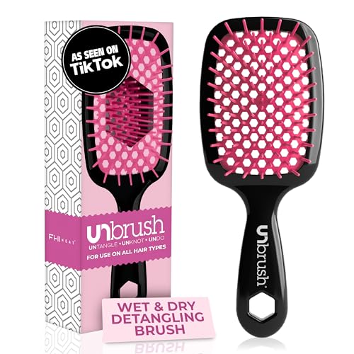 Cepillo desenredante FHI Heat UNbrush para un cepillado sin dolor en todo tipo de cabello húmedo o seco: cerdas antiestáticas DuoFlex duraderas, mango liviano, cepillo para cabello ventilado, flor de cerezo