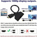 HDMI Splitter Cables Male 1080P to Dual HDMI Female 1 to 2 Way HDMI Splitter Adapter Cable for HDTV HD, LED, LCD, TV, Support Two TVs at The Same Time