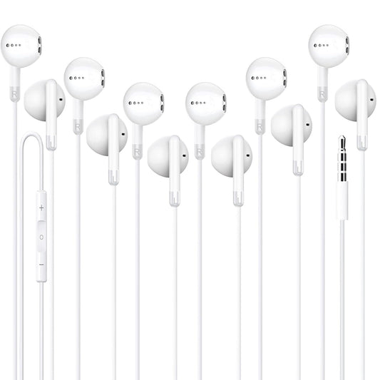 Cianyyee - Pack de 6 auriculares con cable, estéreo de graves potentes, control de volumen, auriculares con micrófono, compatibles con iPhone, Android, ordenadores, iPad o cualquier dispositivo con interfaz de 3,5 mm