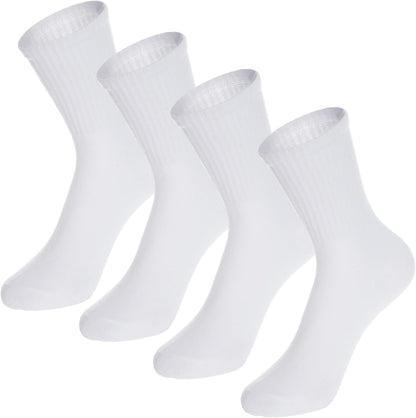 4 pares de calcetines deportivos blancos de algodón para niños y niñas de la escuela 