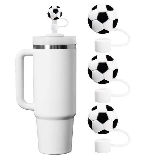 Lbwstellar Lot de 3 couvercles de paille pour coupe Stanley, accessoires de décoration de paille de football compatibles avec les gobelets Stanley Cup de 30 et 40 oz, couvercles à embouts de paille en silicone pour la décoration de la maison et de la fête