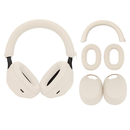 Adhiper 3 Set Case Cover for Sony WH-1000XM5 Headphones,Embody EarPad Cover/Ear Cover/Headband Cover/Headband Cushion Protector,Sweat Proof Soft Silicone Headphones Accessories（Off White）