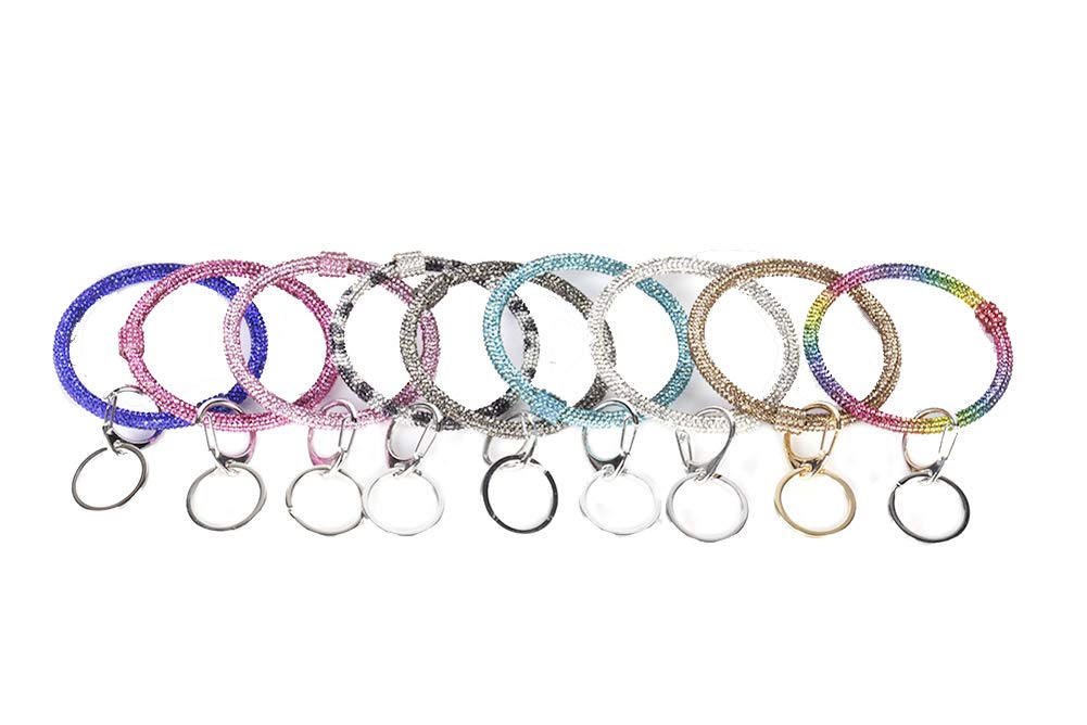 Bling Buy Bracelet porte-clés à strass pour femme, argent, 7,6 cm