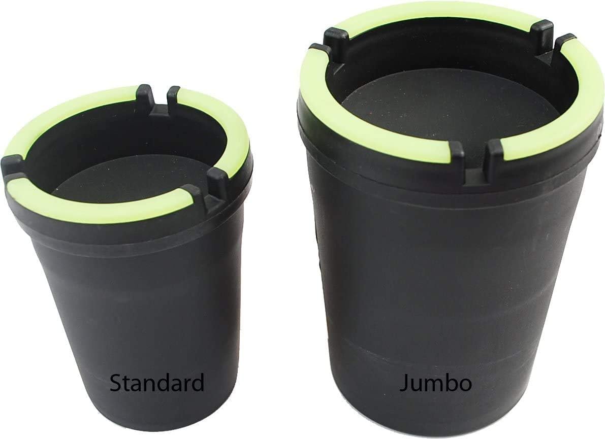 1 Piece- Ashtray - STUB Out Dark Cup with Neon Green Rim SELF EXTINGUISHING Cigarette Ashtray Butt Bucket Convenient Portable Car Ashtray (jumbo black, 1)