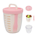 daasigwaa Fresh Fruit Salad Storage Cup To Go With Folding Handle, Lids, Fork & Drain Baskets, Reusable Leakproof Food Storage Containers With Removable Colander Keep Fresh Longer, 22 oz(Pink)