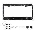 Bling Car License Plate Frame, Stainless Steel Car License Plate Tag Cover, Handmade Bedazzled Crystal Diamond License Plate Holder, Car License Accessories for Women Men (Black, 1PCS)