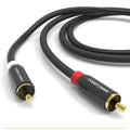 FosPower (2 Pack) 2 RCA M/M Stereo Audio Cable [24K Gold Plated | Copper Core] 2RCA Male to 2RCA Male [Left/Right] Premium Sound Quality Plug - 3FT