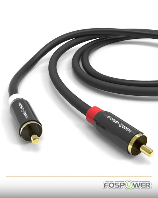 FosPower (2 Pack) 2 RCA M/M Stereo Audio Cable [24K Gold Plated | Copper Core] 2RCA Male to 2RCA Male [Left/Right] Premium Sound Quality Plug - 3FT