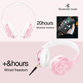 RAT TAIL V5.0 Bluetooth Headphones Over-Ear, Foldable Wireless and Wired Stereo Headset Micro SD/TF, FM for Cell Phone,PC,Soft Earmuffs &Light Weight for Prolonged Wearing (Pink)