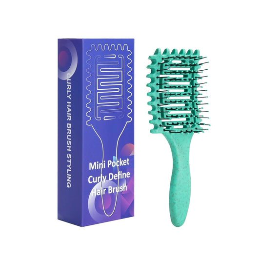 Mini Hair Brush, Travel Hair Brush, Compact Mini Detangler Brush for Easy Styling On-the-Go, Suitable for All Hair Types (Green)