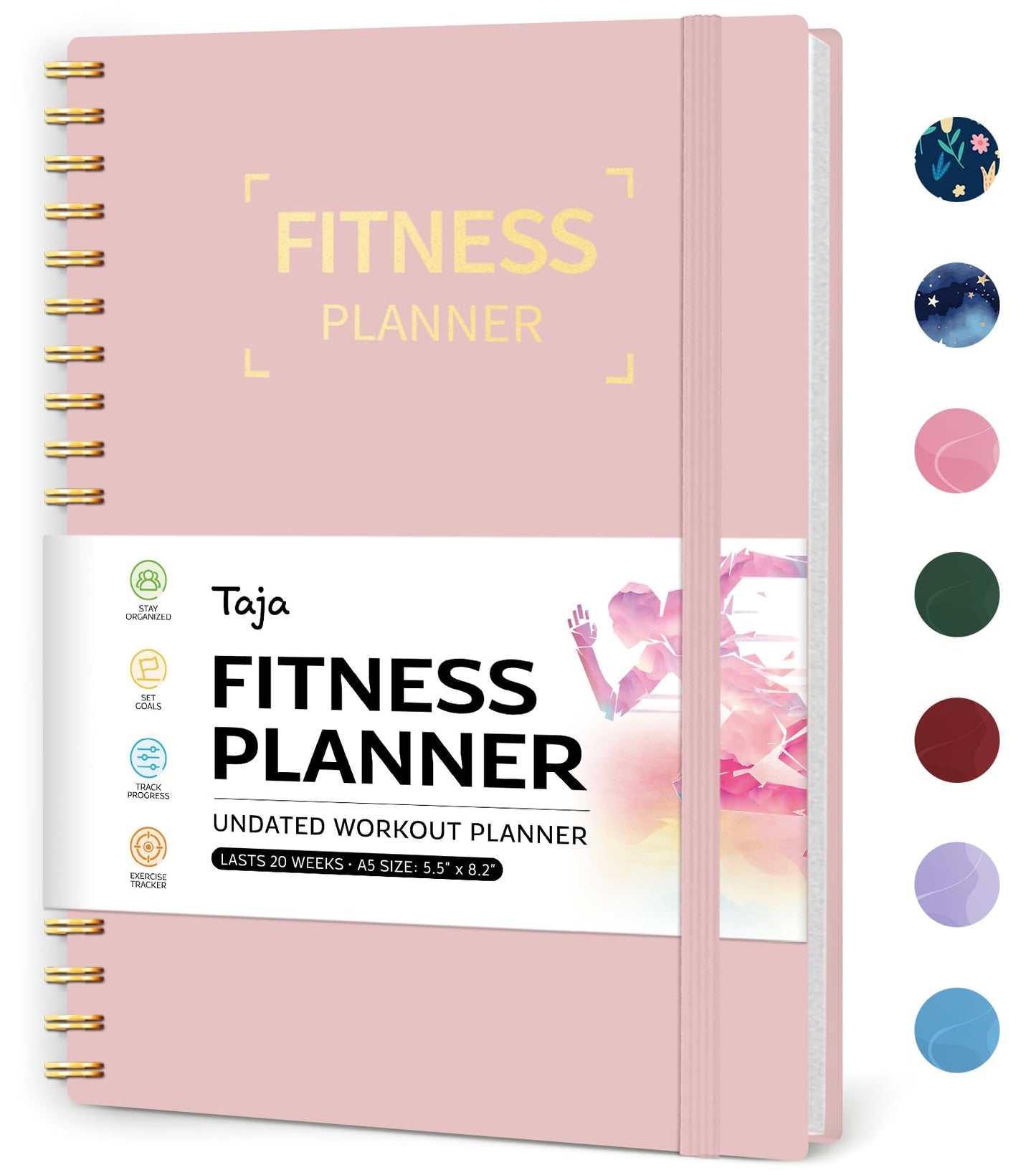 Diario de entrenamiento físico para mujeres y hombres, tamaño A5 (5,5" x 8,2"), planificador de registro de entrenamiento para realizar un seguimiento, un progreso y lograr sus objetivos de bienestar, color rosa