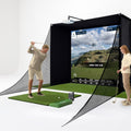 SkyTrak Golf Simulator Studio Pro Package Launch Monitor, Metal Protective Case, Enclosure, Simulator Software, Hitting Mat, Projector, Ball Tray - (Studio 10-10' W x 8'6" H x 5'4" D)