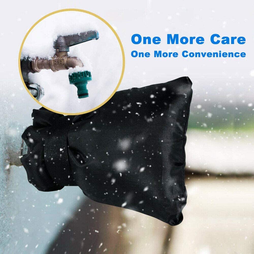 Hometopia Outdoor Faucet Cover for Winter - Pro 7.1''W x 9.8''H Water Socks Freeze Protection Pipe Insulation Reusable Waterproof Insulated Spigot backflow Cover, Black (2)