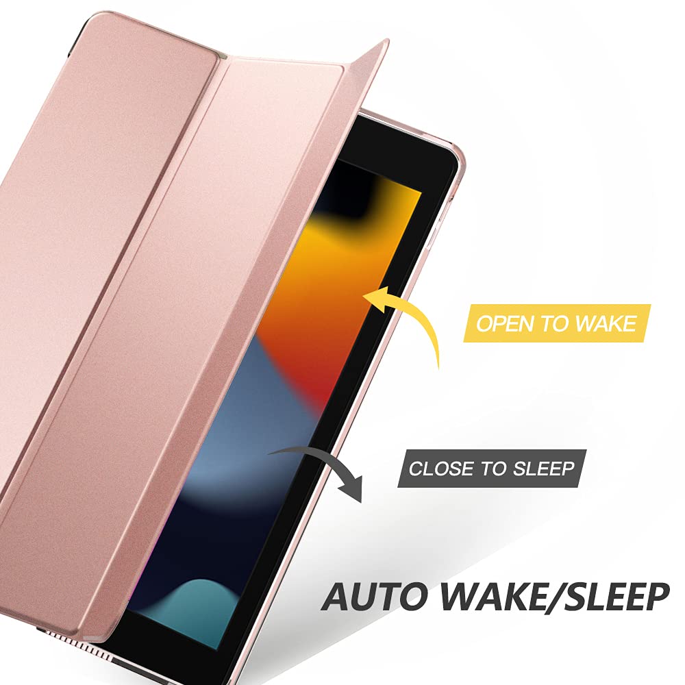 Moko Case for iPad 10.2 iPad 9th Generation 2021/ iPad 8th Generation 2020/ iPad 7th Generation 2019, Slim Stand Hard Back Shell Smart Cover Case for iPad 10.2 inch, Auto Wake/Sleep, Rose Gold