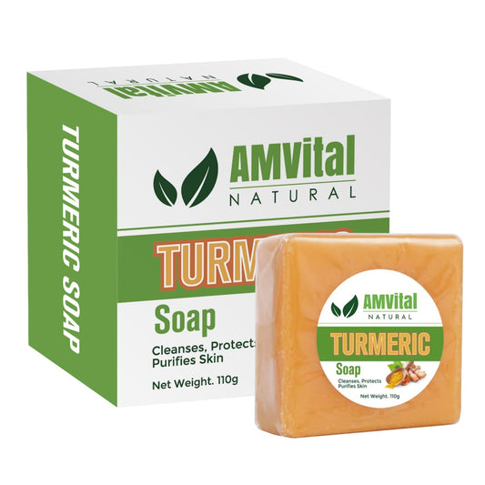 AMVital Turmeric Soap Bar for Face & Body-Acne, Smooth Skin, Natural Handmade Soap For All Skin Types, Turmeric Body Soap For Men and Women(3.88 oz)