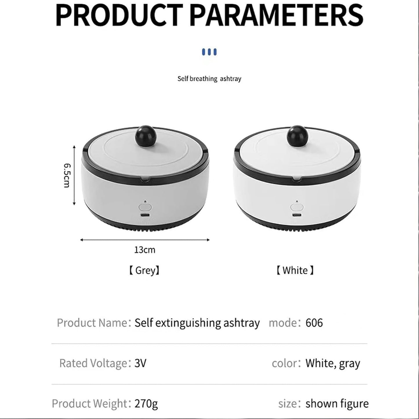 Yinhamnl Indoor Ashtrays - 2 in 1 Multifunctional Smokeless Ashtray, USB Rechargeable Electric Ashtray Fresher For Home,Car,Office (White)