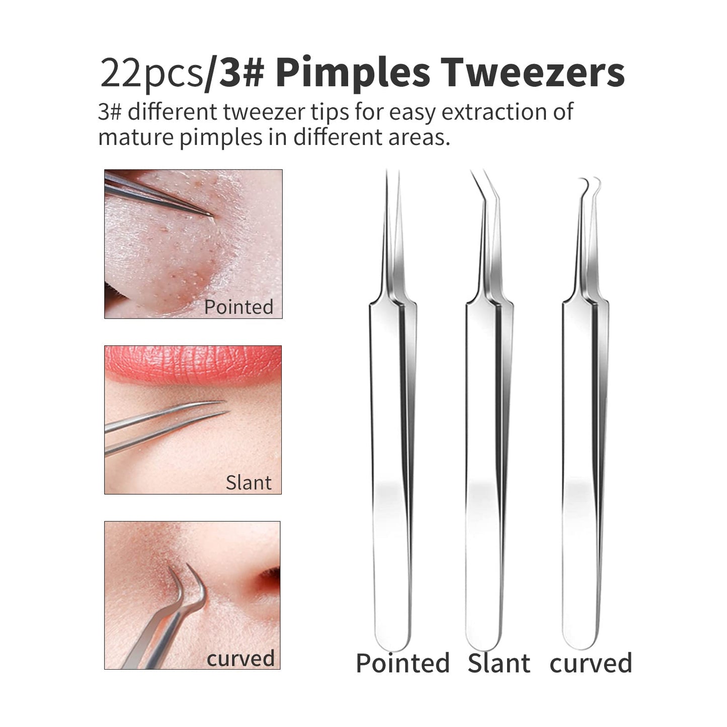 2024 Professional Pimple Popper Tool Kit - 22 PCS Blackhead Remover Tools for Acne and Zit Popping Comedone Extractor with Magnifying Glass and Alcohol Pad