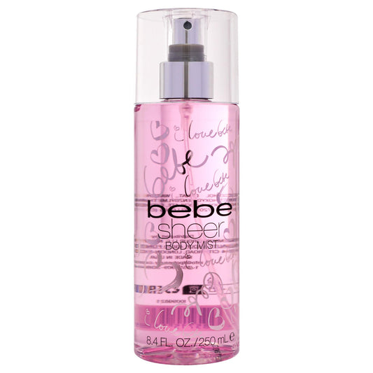 Bebe Sheer Body Mist - Sensual and Flirtatious Women's Fragrance with Citrus Cocktail, Pink Peony, and Sandalwood Notes - 8.4 oz Body Mist