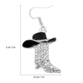 Rhinestone Western Boots Dangle Drop Earrings for Women, Boho Cowgirl Cowboy Enamel Hat Boot Earrings Country Concert Party Outfits Jewelry Gift