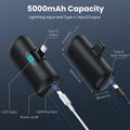 Mini Portable Charger 5000mAh Power Bank,15W PD USB C Cell Phone Portable Power,LCD Display Battery Pack Compatible With iPhone 16/15/15 Plus/15 Pro/15 Pro Max/Android/Samsung/Moto/LG(Type-C Only)