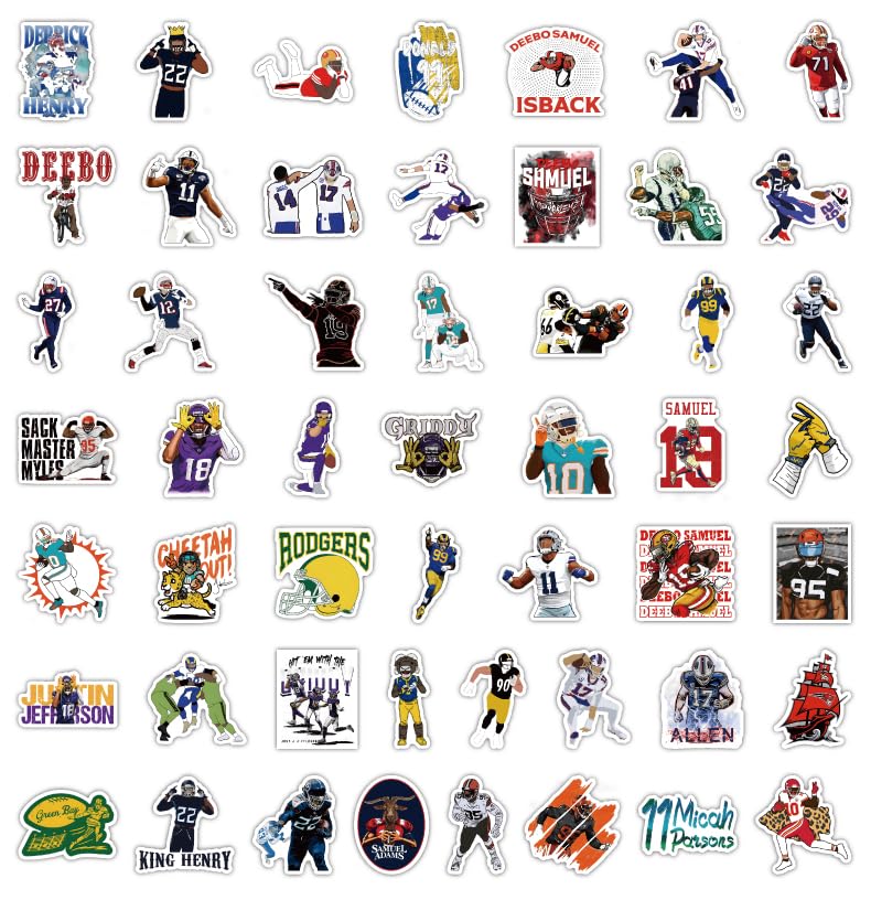 102pcs Football Rugby All Star Stickers for Water Bottles,Rugby Decals Decoration Sticker for Boys，Waterproof Decals for Laptop，Computer，Car，Guitar，Bumper，Skateboard，Gifts for Kids Adult