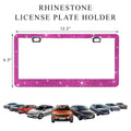 Cadre de plaque d'immatriculation de voiture povtii, cadre de plaque d'immatriculation automatique en acier inoxydable étincelant avec strass, support de plaque d'immatriculation Bling Diamond, accessoires extérieurs universels pour voiture (rose)