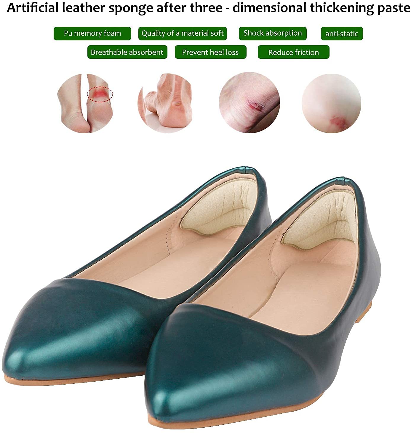 Heel Grips Liner, Cushions Heel Pads Insert Prevent Too Big, Slipping, Blisters, Filler for Loose Shoe Fit ((Black))