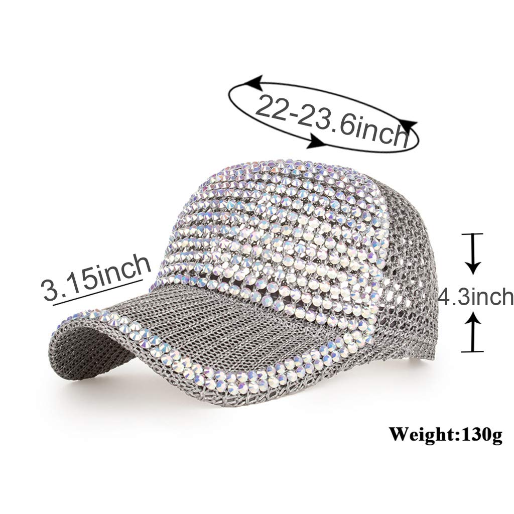 Casquette de baseball en maille pour homme et femme, avec strass et cristaux, ajustable, brillante, décontractée, sport, chapeau de soleil respirant