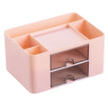 Organiseur de bureau Moikiwi avec 2 tiroirs, organisateur de fournitures de bureau pour bureau, accessoires de bureau mignons avec plastique, porte-stylo pour comptoir de bureau, rose