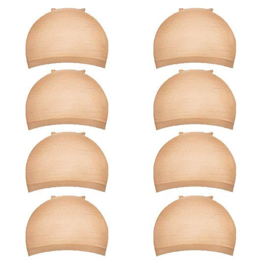 Goiple Lot de 8 bonnets de perruque en nylon extensible pour femme et homme avec dentelle frontale, bonnets de bas ton sur ton pour perruques, bonnet de perruque nude (marron clair)