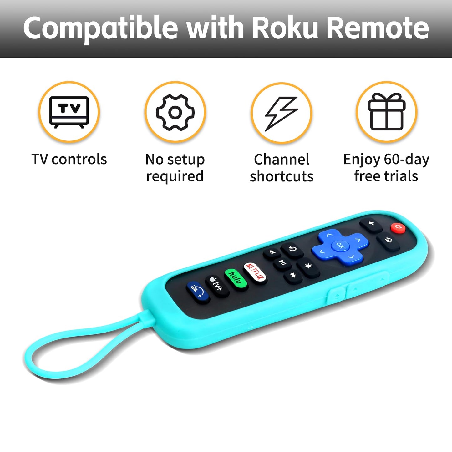 【Pack of 2】 Universal Remote for Roku TV, Replacement Remote Compatible for TCL Roku/for Hisense Roku/for Onn Roku/for JVC Roku Smart TV Remote with Soft Protective Case (Not for Roku Stick and Box)