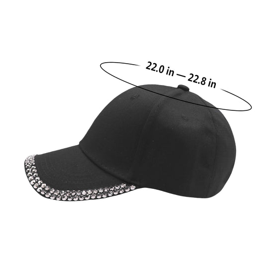 Casquette de baseball à bord en strass brillant pour femmes et filles, chapeaux scintillants, casquette de cheval scintillante, chapeau de camionneur, casquette de soleil d'été en plein air, noir