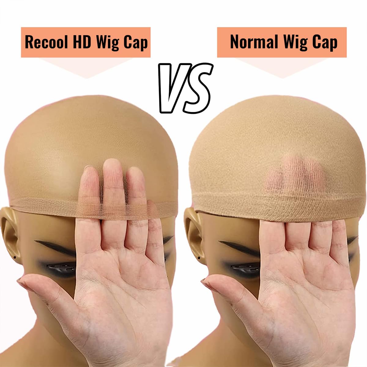 RECOOL 10 PCS Real HD Wig Cap For Lace Front Wig Very Breathable Stretchy Wig Cap for Wig Stocking Wig Caps For Women Summer Wear Wig Accessories Wholesale (5 PACK 10 PCS)